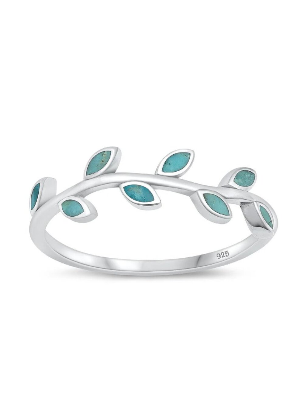 NWT- Genuine Turquoise Sterling Silver (925) Vines Ring, Multiple Sizes